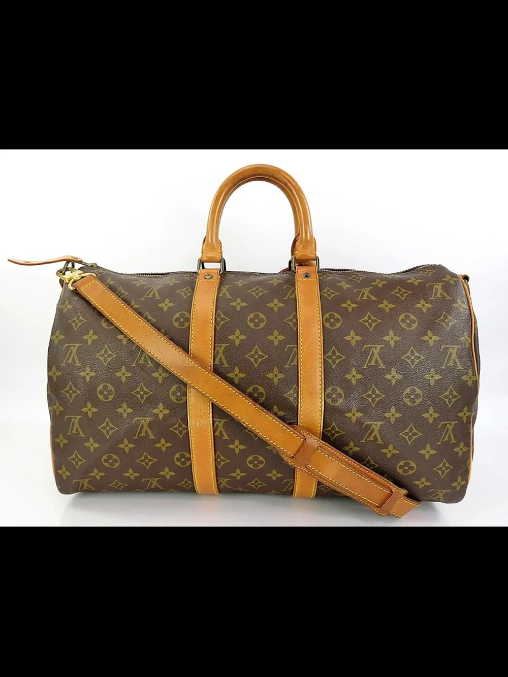 Louis Vuitton Monogram Canvas Duffel with Tan Leather Trim